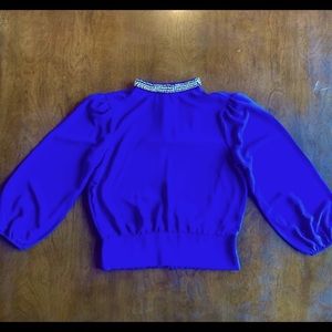 Royal blue jeweled women’s blouse